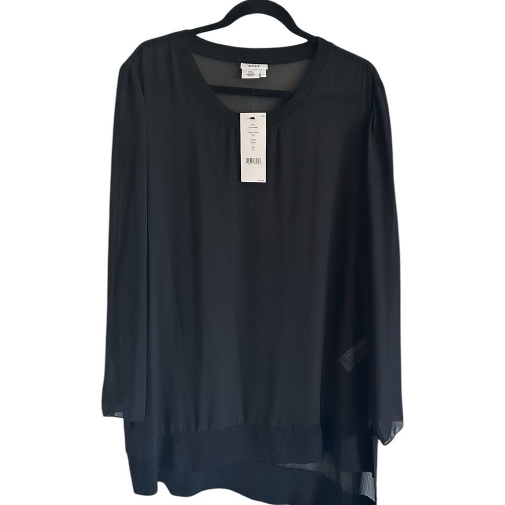 DKNY Elegant Sheer Black Women's Top